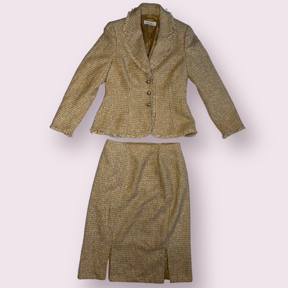Escada Dresses & Skirts - Escada Tan Tweed Blazer and Skirt Set